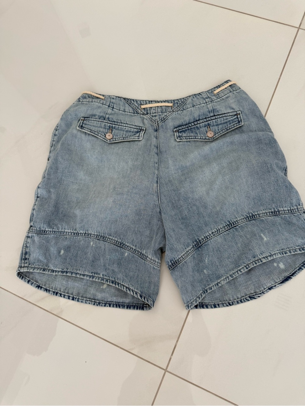 We The Free Light Blue Drawstring Denim Bermudas - Picture 2 of 3